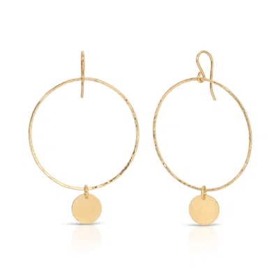 Heather Hawkins Jewelry Women's Large Hammered Hoop Disc Earrings - Forty Millimeters - Gold-filled