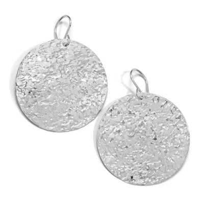 Heather Hawkins Jewelry Women's Large Hand Hammered Disc Earrings - Sterling Silver - Thirty Two Millimeters