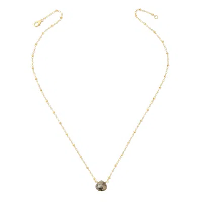 Heather Hawkins Jewelry Women's Large Satellite Heart Shaped Gemstone Layering Necklace - Gold-filled - Pyrite