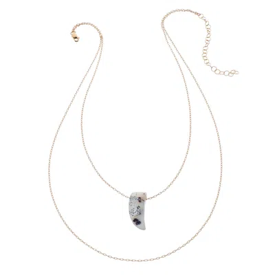 Heather Hawkins Jewelry Women's Little Gemstone Horn Drape Necklace - Dendritic Opal - Goldfilled In Yellow