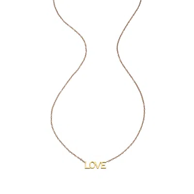 Heather Hawkins Jewelry Women's Love Fourteen Karat Yellow Gold Fine Jewelry Block Print Necklace