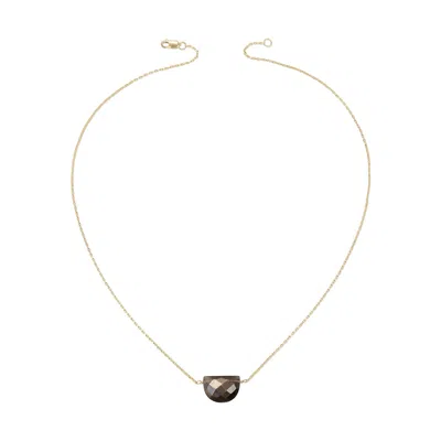 Heather Hawkins Jewelry Women's Luna Moon Shaped Gemstone Necklace - Gold-filled - Grey Moonstone In Gray