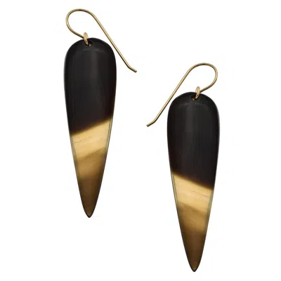 Heather Hawkins Jewelry Women's Neutrals Water Buffalo Horn Earrings - Goldfilled