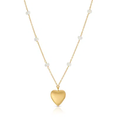 Heather Hawkins Jewelry Women's Open Your Heart Long Locket Necklace - Crystal Quartz - Goldfilled