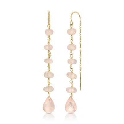 Heather Hawkins Jewelry Women's Pink Dance For You Threader Earrings - Goldfilled - Rose Quartz