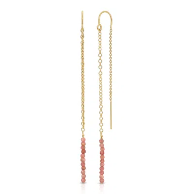 Heather Hawkins Jewelry Women's Pink / Purple Extra Tiny Gemstone Threader Earrings - Goldfilled Rhodonite In Multi