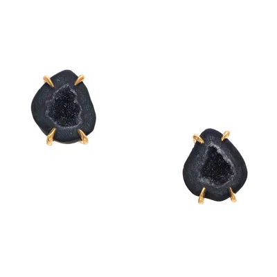 Heather Hawkins Jewelry Women's Prong Drusy Geode Earrings - Black Drusy