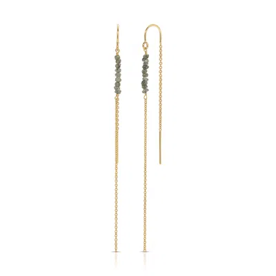 Heather Hawkins Jewelry Women's Shine On Tiny Gemstone Threader Earrings - Goldfilled Raw Diamonds
