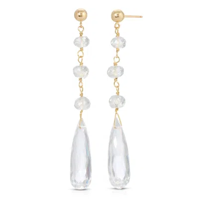 Heather Hawkins Jewelry Women's Stunner Post Back Earrings - Crystal Quartz - Goldfilled