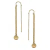 Heather Hawkins Jewelry Women's Tiny Coin Threader Earrings - Goldfilled