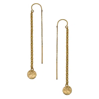 Heather Hawkins Jewelry Women's Tiny Coin Threader Earrings - Goldfilled