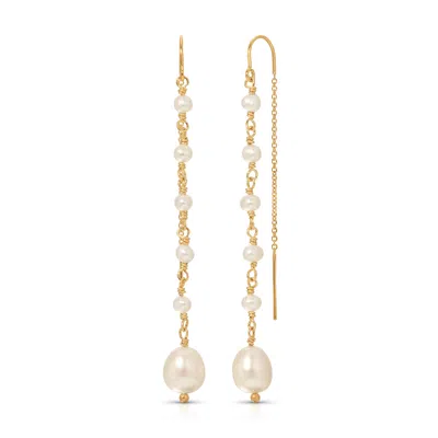 Heather Hawkins Jewelry Women's White Freshwater Pearl Threader Earrings - Goldfilled