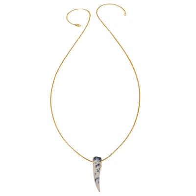 Heather Hawkins Jewelry Women's White / Neutrals Gemstone Horn Rolo Chain Necklace - Twenty Four Inches Long - Gold-filled -