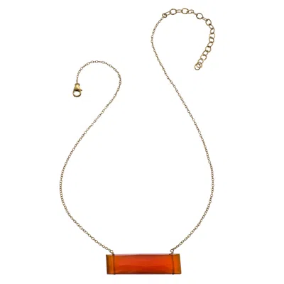 Heather Hawkins Jewelry Women's Yellow / Orange Float Bar Necklace - Carnelian - Goldfilled