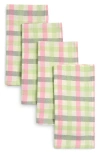 Heather Taylor Home Gingham Clover Set Of 4 Napkins In Clover