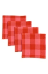 Heather Taylor Home Gingham Guava Set Of 4 Cocktail Napkins