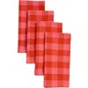 Heather Taylor Home Gingham Guava Set Of 4 Napkins