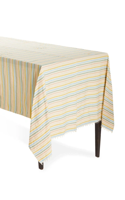 Heather Taylor Home Large Striped Cotton Tablecloth In Multi