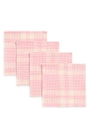 Heather Taylor Home Marianne Plaid Set Of 4 Cocktail Napkins In Peony