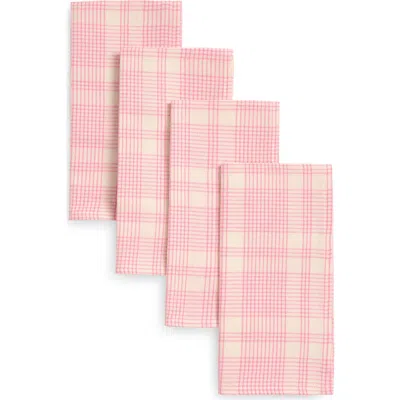 Heather Taylor Home Marianne Plaid Set Of 4 Napkins In Pink