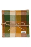 Heather Taylor Home Set Of 4 Gingham Cocktail Napkins