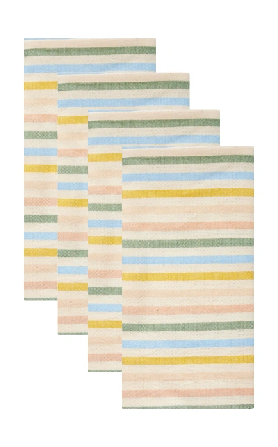 Heather Taylor Home Set-of-four Striped Cotton Napkins In Multi