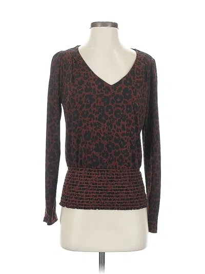 Pre-owned Heatherly Long Sleeve Top Brown V Neck Tops
