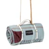 Heating & Plumbing London Blue Duck Egg Checked Pure New Wool Picnic Blanket With Long White Strap