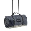 Heating & Plumbing London Blue Pure New Wool Picnic Blanket - The Yacht Club - Long Black Strap In Blue