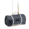 Heating & Plumbing London Blue Pure New Wool Picnic Blanket - The Yacht Club - Long White Strap
