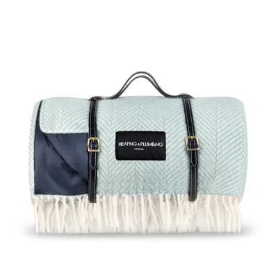 Heating & Plumbing London Blue Pure New Wool Waterproof Picnic Blanket - Duck Egg