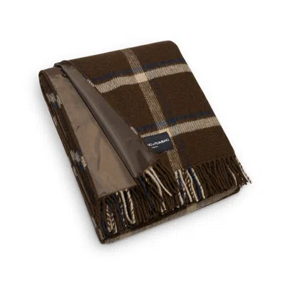 Heating & Plumbing London Brown Pure New Wool Picnic Blanket - Checkmate - Mocha - No Strap