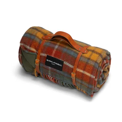 Heating & Plumbing London Brown Pure New Wool Picnic Blanket - Tartan Heritage - Tan Strap