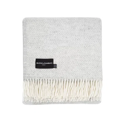 Heating & Plumbing London Evening Tales Pure New Wool Blanket - Fluffy - Grey In White