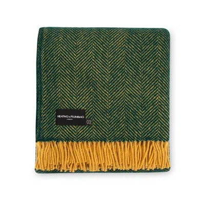Heating & Plumbing London Evening Tales Pure New Wool Blanket - Racing Green & Toffee
