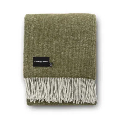 Heating & Plumbing London Green / Grey The Loft - Pure New Wool Throw - Reversible Fern / Grey