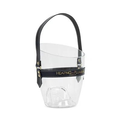 Heating & Plumbing London "happy Go Sparkly" Champagne Bucket - Navy Leather Strap In Transparent
