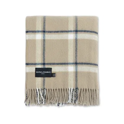 Heating & Plumbing London Neutrals Evening Tales - Pure New Wool Blanket - Checkmate Latte
