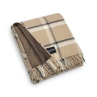 Heating & Plumbing London Neutrals Pure New Wool Picnic Blanket - Checkmate - Latte