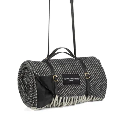 Heating & Plumbing London Pure New Wool Picnic Blanket - The Members' Club - Long Black Leather Strap