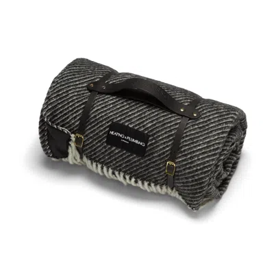 Heating & Plumbing London Pure New Wool Picnic Blanket - The Members' Club - Short Black Leather Strap