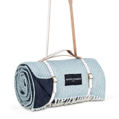 Heating & Plumbing London Pure New Wool Waterproof Picnic Blanket - Blue