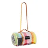 Heating & Plumbing London Pure New Wool Waterproof Picnic Blanket - Rainbow - Orange Strap In Multi