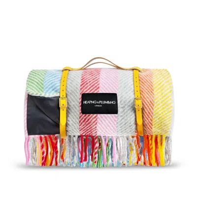 Heating & Plumbing London Pure New Wool Waterproof Picnic Blanket Rainbow