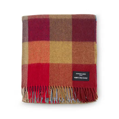 Heating & Plumbing London Wonderland - Alpaca & Merino Lambswool Blanket - Bright Coloured Checks In Red