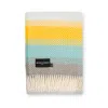 Heating & Plumbing London Yellow / Orange Evening Tales - Pure New Wool Blanket - Super Fluffy - Yellow, Turquoise & Grey