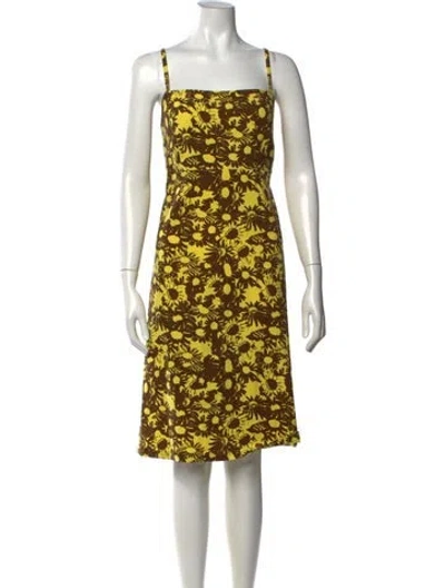 Pre-owned Heaven By Marc Jacobs Floral Print Knee-length Dress In Yellow