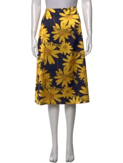 Pre-owned Heaven By Marc Jacobs Floral Print Midi Length Skirt In Yellow
