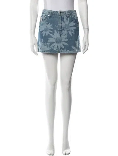 Pre-owned Heaven By Marc Jacobs Floral Print Mini Skirt In Blue