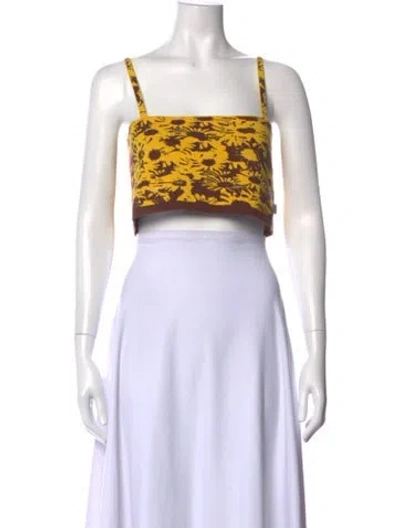 Pre-owned Heaven By Marc Jacobs Floral Print Square Neckline Crop Top In White